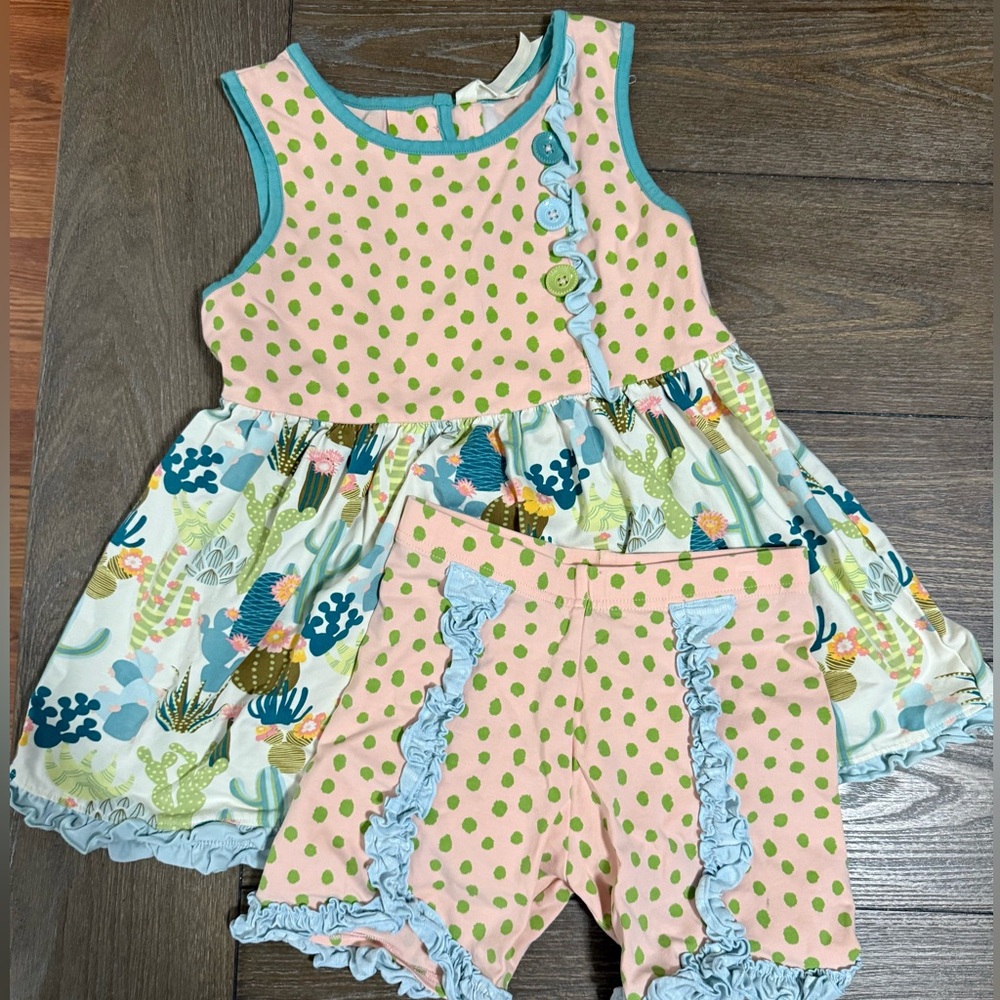 Matilda Jane Pink and Green Polka Dot Dress